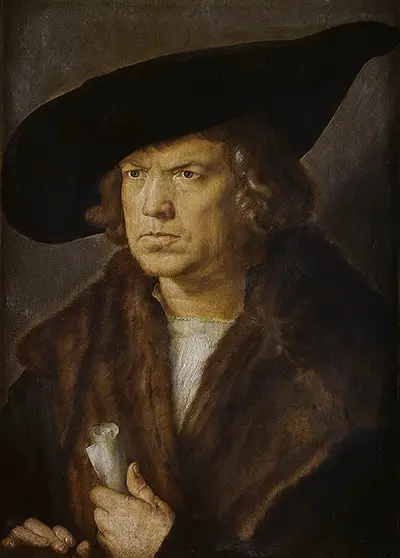 Portrait of a Man with Beret and Scroll Albrecht Durer